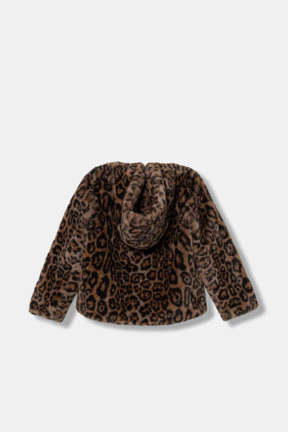 GUESS JEANS HOODED FAUX FUR JACKET