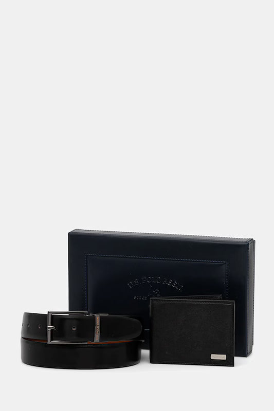U.S POLO ASSN LAWRENCE LEATHER WALLET & BELT SET