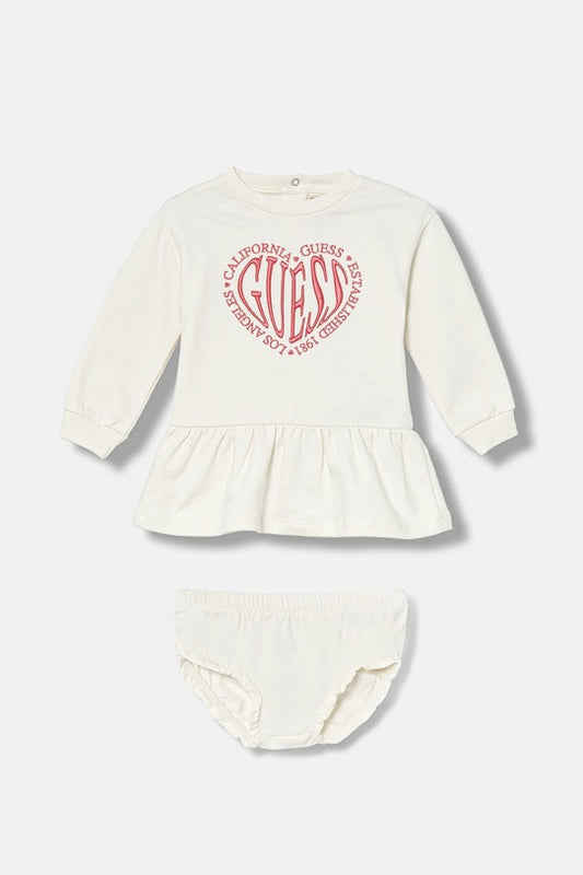 GUESS BABY HEART EMBROIDERY LOGO DRESS & PANTIES