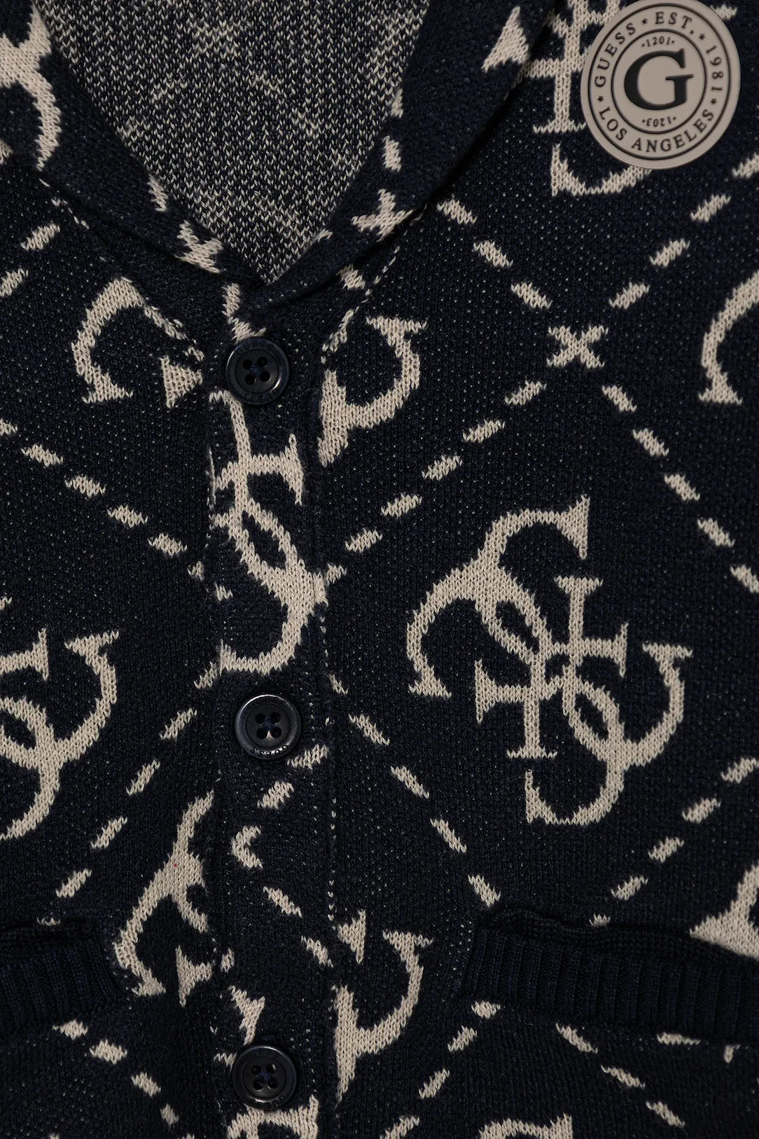 GUESS JEANS 4G LOGO KNITTED CARDIGAN