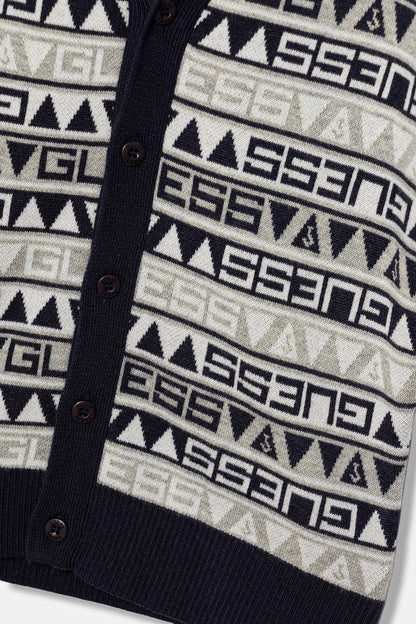 GUESS KIDS MULTILOGO LS KNITTED CARDIGAN