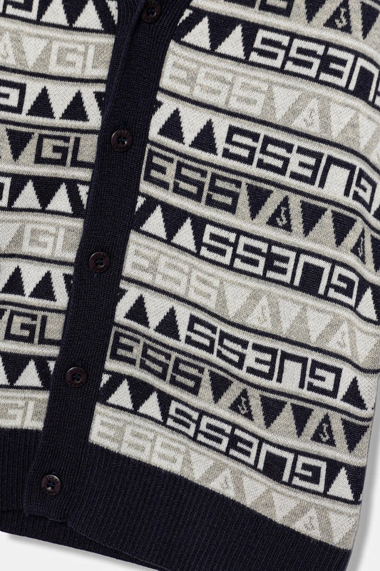 GUESS KIDS MULTILOGO LS KNITTED CARDIGAN