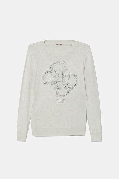 GUESS LS STRASS APPLIQUE KNITTED PULLOVER