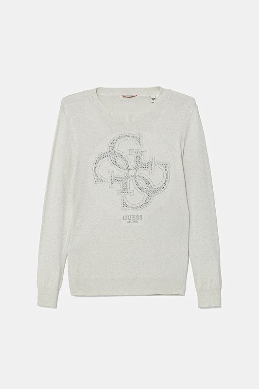 GUESS LS STRASS APPLIQUE KNITTED PULLOVER