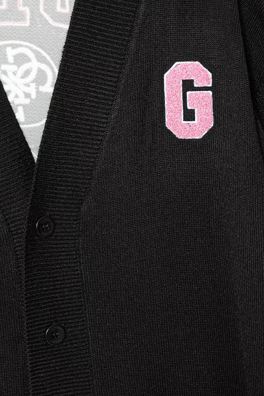 GUESS BACK EMBROIDERED KNITTED CARDIGAN