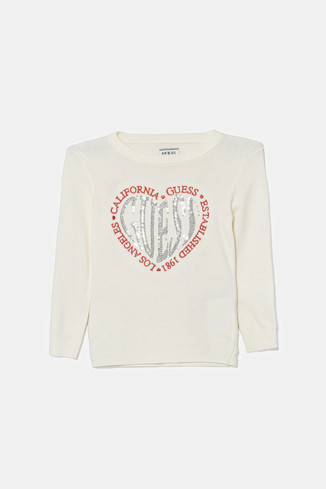 GUESS STRASS HEART EMBROIDERY KNITTED PULLOVER