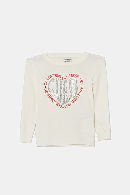 GUESS STRASS HEART EMBROIDERY KNITTED PULLOVER