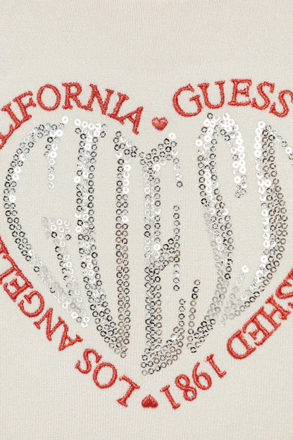 GUESS STRASS HEART EMBROIDERY KNITTED PULLOVER