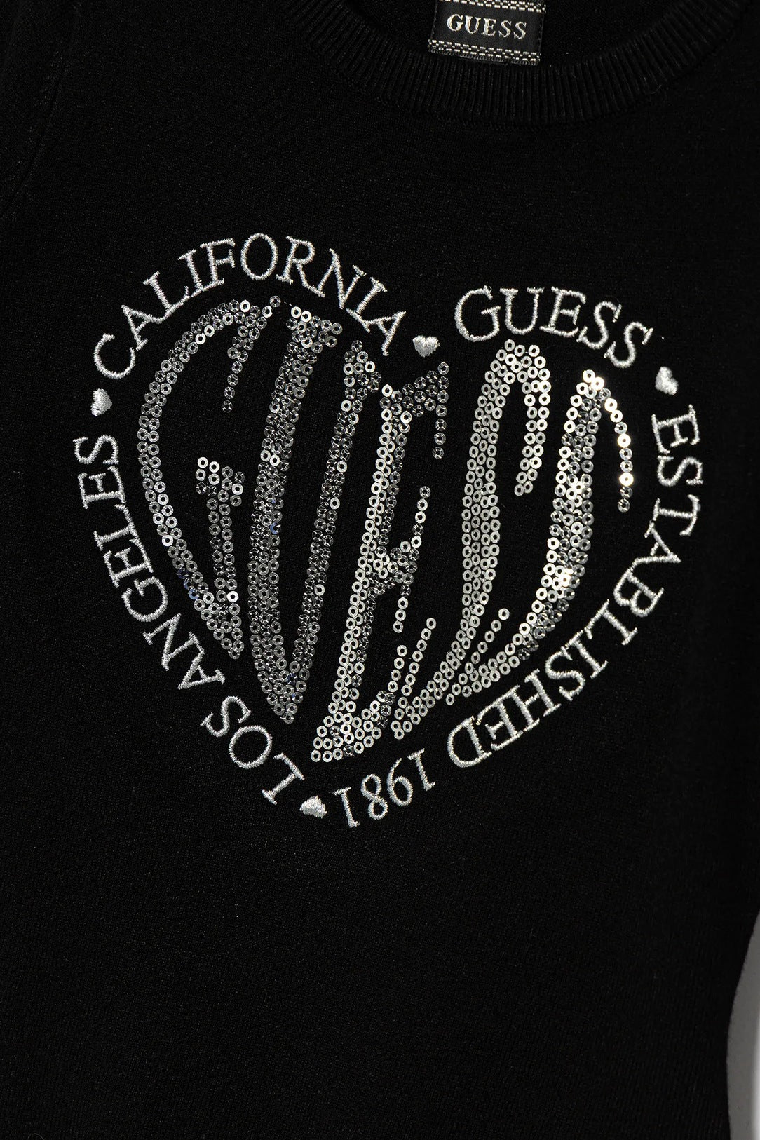 GUESS STRASS HEART EMBROIDERY KNITTED PULLOVER