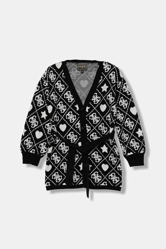 GUESS JEANS GIRLS MULTILOGO KNITTED CARDIGAN