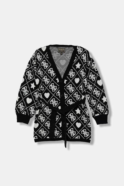 GUESS JEANS GIRLS MULTILOGO KNITTED CARDIGAN