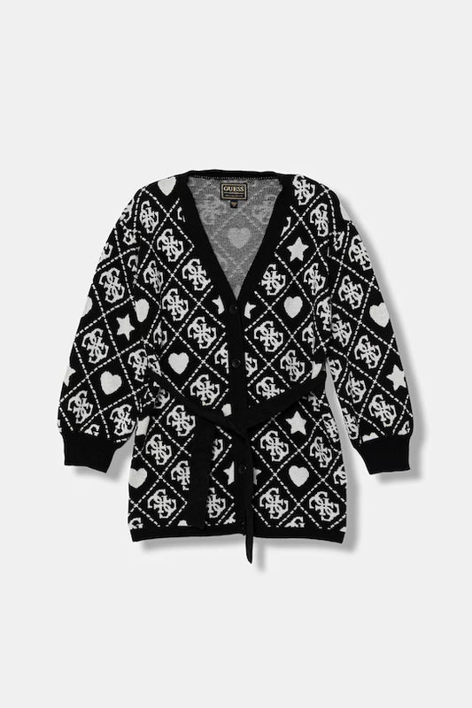 GUESS JEANS GIRLS MULTILOGO KNITTED CARDIGAN