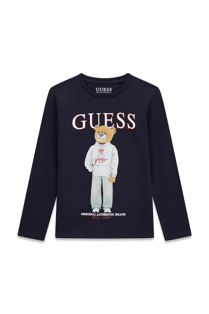 GUESS KIDS BEAR LOGO LS T SHIRT