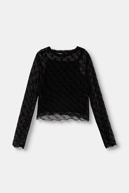 GUESS GIRLS MONOGRAM MESH T SHIRT