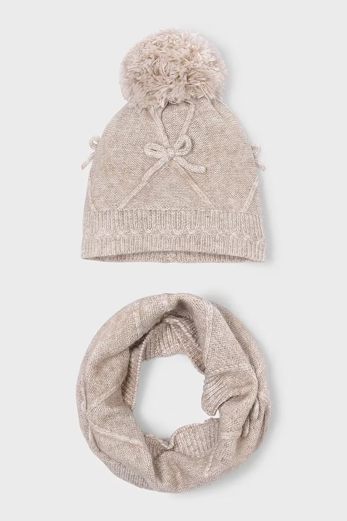 MAYORAL GIRLS BOW HAT & SCARF SET