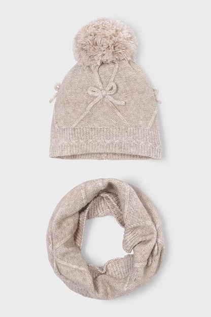 MAYORAL GIRLS BOW HAT & SCARF SET