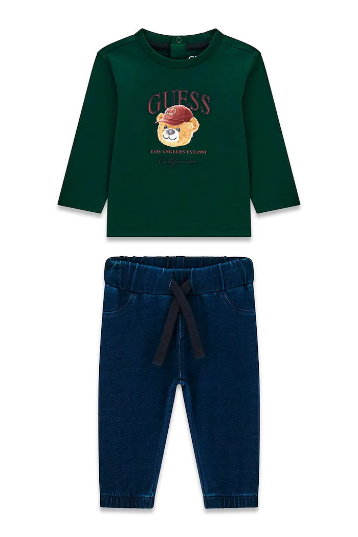 GUESS KIDS SET T SHIRT & KNIT DENIM PANTS