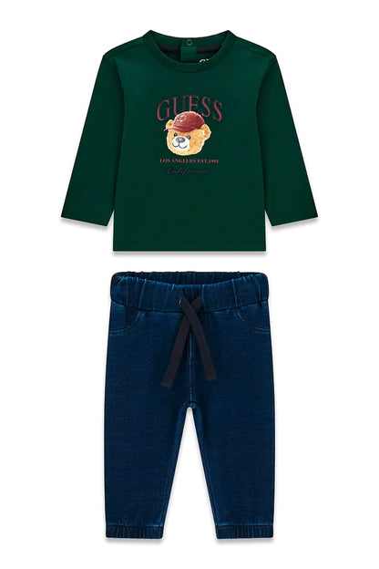 GUESS KIDS SET T SHIRT & KNIT DENIM PANTS