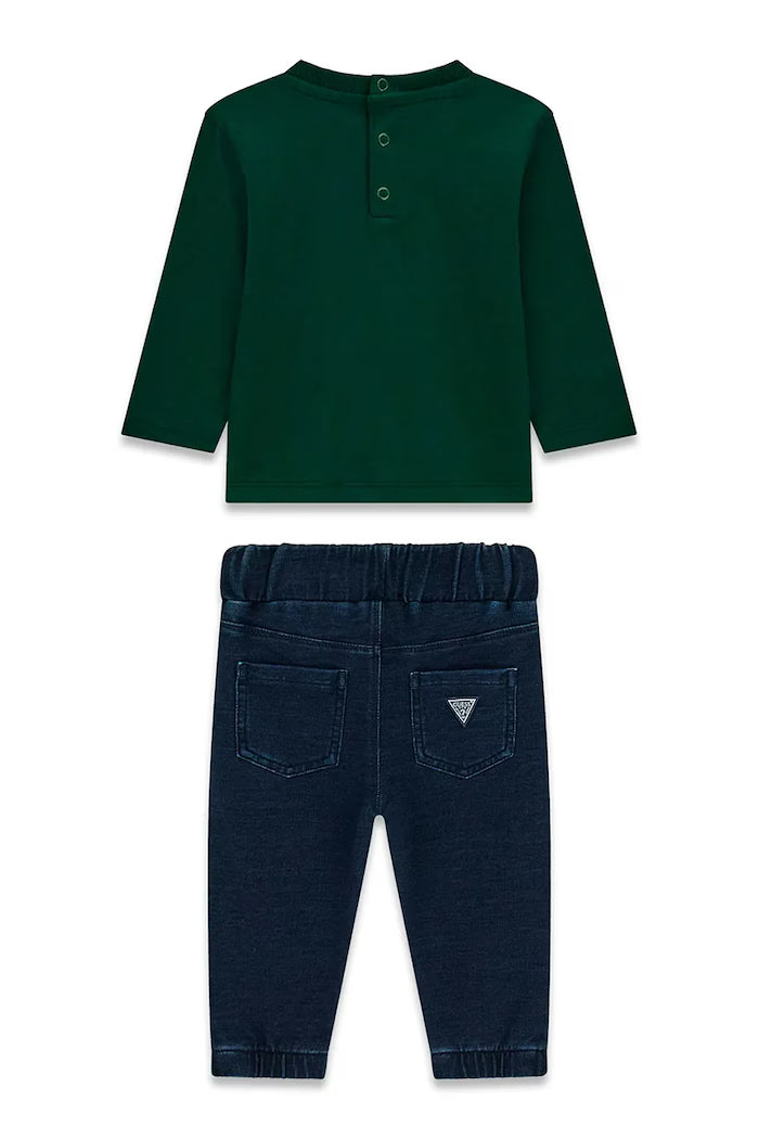 GUESS KIDS SET T SHIRT & KNIT DENIM PANTS