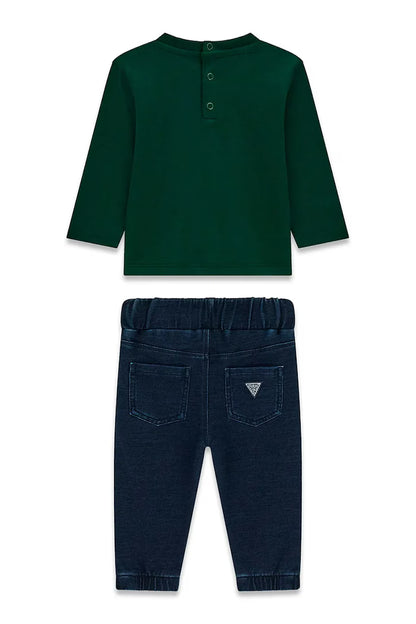 GUESS KIDS SET T SHIRT & KNIT DENIM PANTS