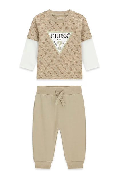 GUESS KIDS COTTON MULTILOGO SET SWEATSHIRT & PANTS