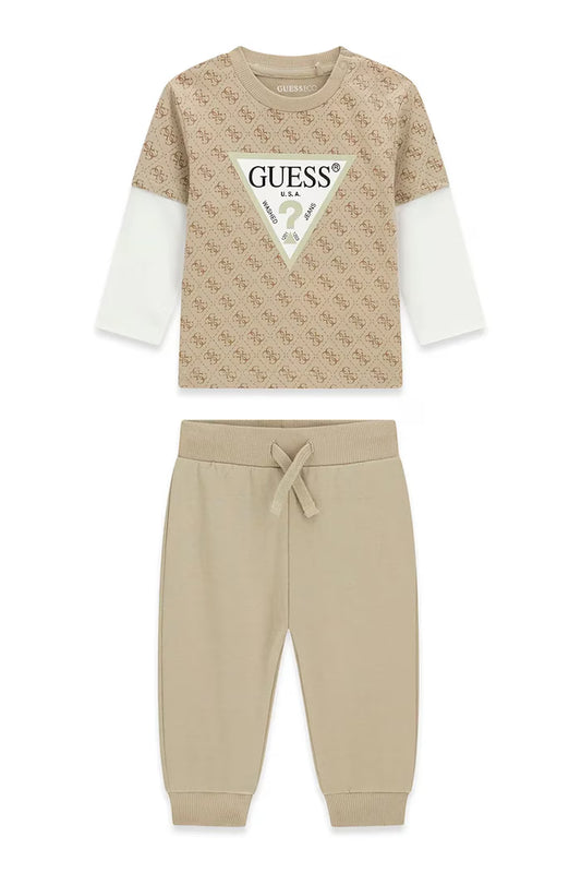 GUESS KIDS COTTON MULTILOGO SET SWEATSHIRT & PANTS