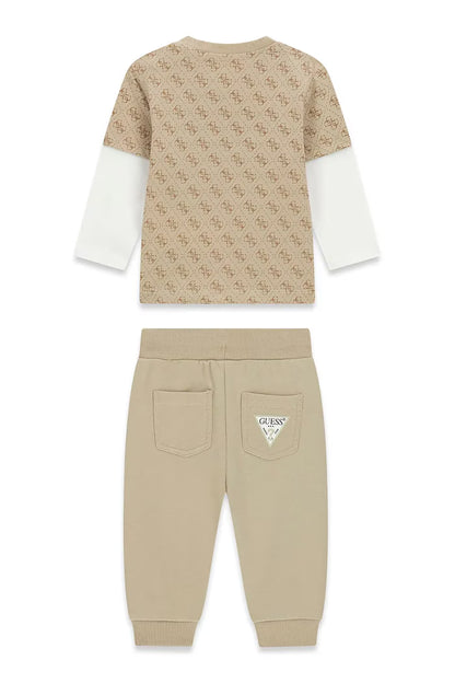 GUESS KIDS COTTON MULTILOGO SET SWEATSHIRT & PANTS