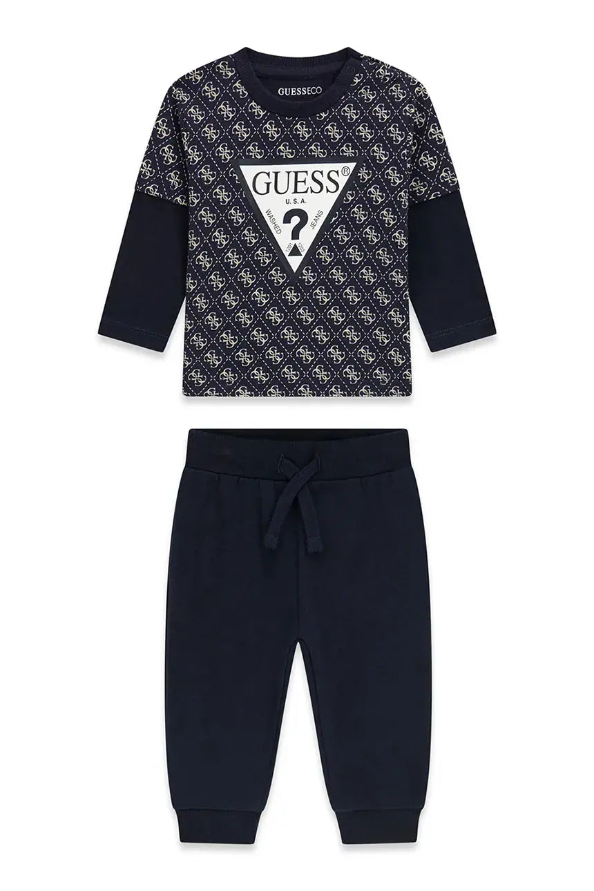 GUESS KIDS COTTON MULTILOGO SET SWEATSHIRT & PANTS