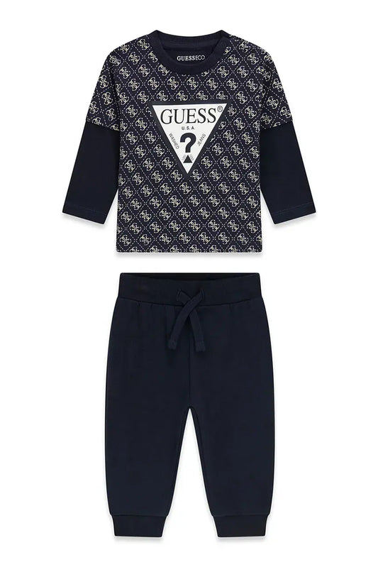 GUESS KIDS COTTON MULTILOGO SET SWEATSHIRT & PANTS