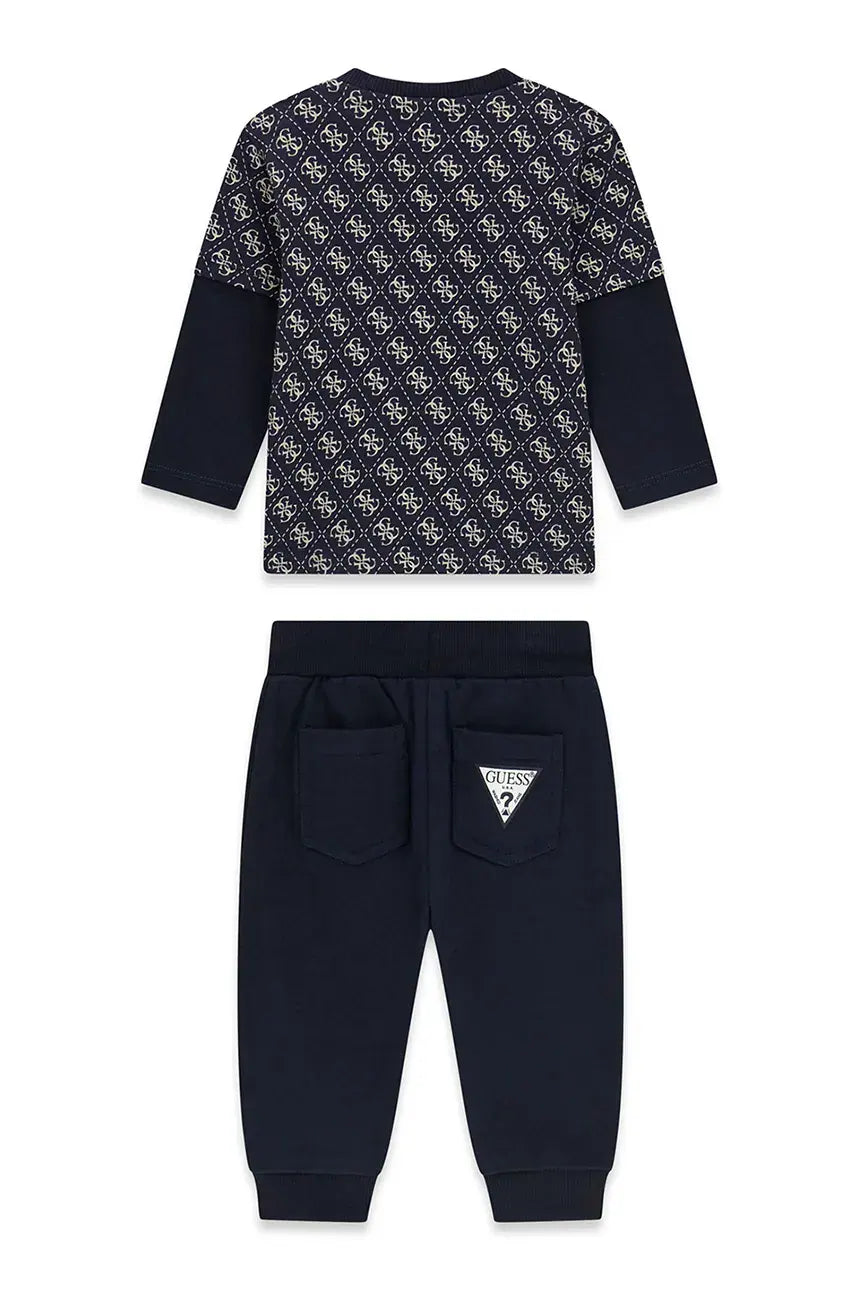 GUESS KIDS COTTON MULTILOGO SET SWEATSHIRT & PANTS
