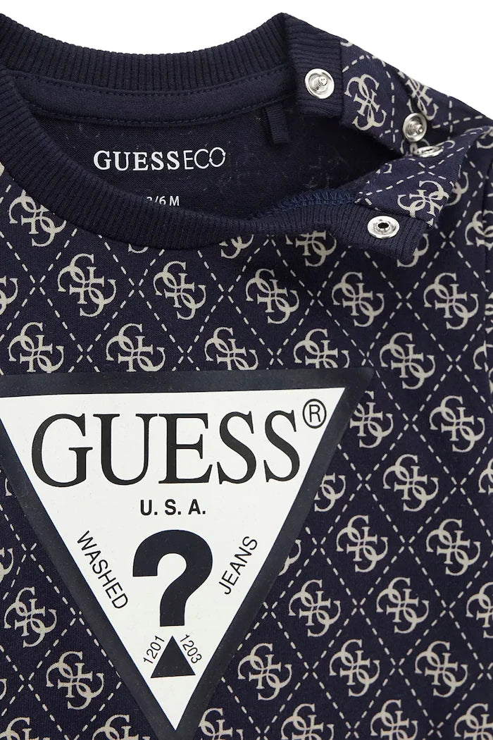GUESS KIDS COTTON MULTILOGO SET SWEATSHIRT & PANTS