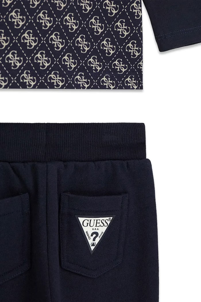 GUESS KIDS COTTON MULTILOGO SET SWEATSHIRT & PANTS