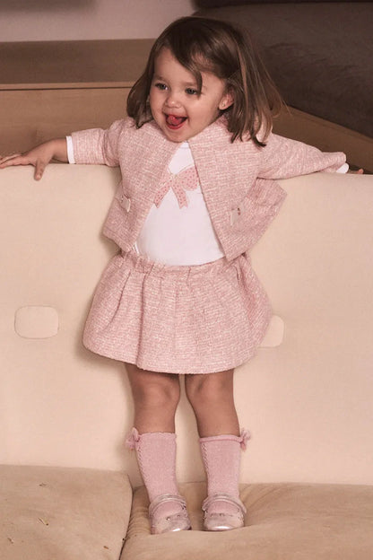 MAYORAL KIDS TWEED KNIT SKIRT 3 PIECES SET
