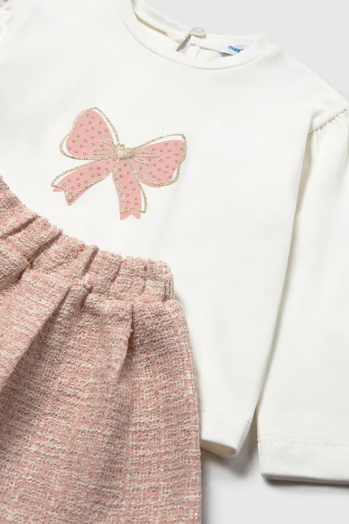 MAYORAL KIDS TWEED KNIT SKIRT 3 PIECES SET