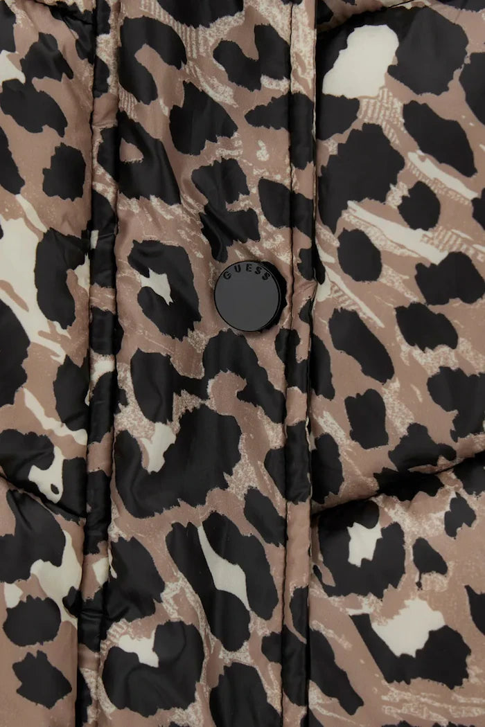 GUESS KIDS ANIMAL PRINT HOODED PUFFER JACKET