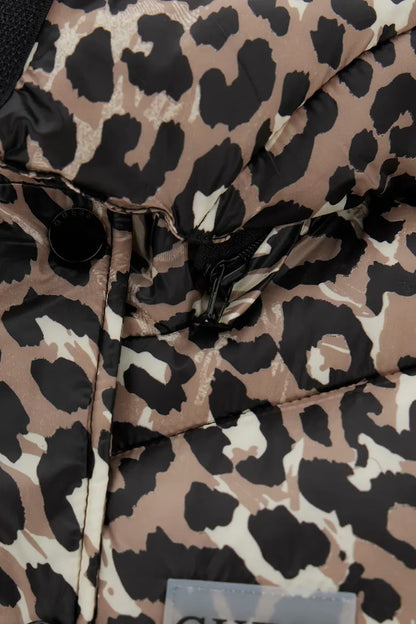 GUESS KIDS ANIMAL PRINT HOODED PUFFER JACKET