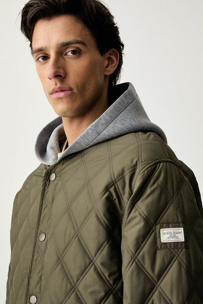 GUESS QUILTED DETACHABLE HOOD TRANSITIONAL JACKET