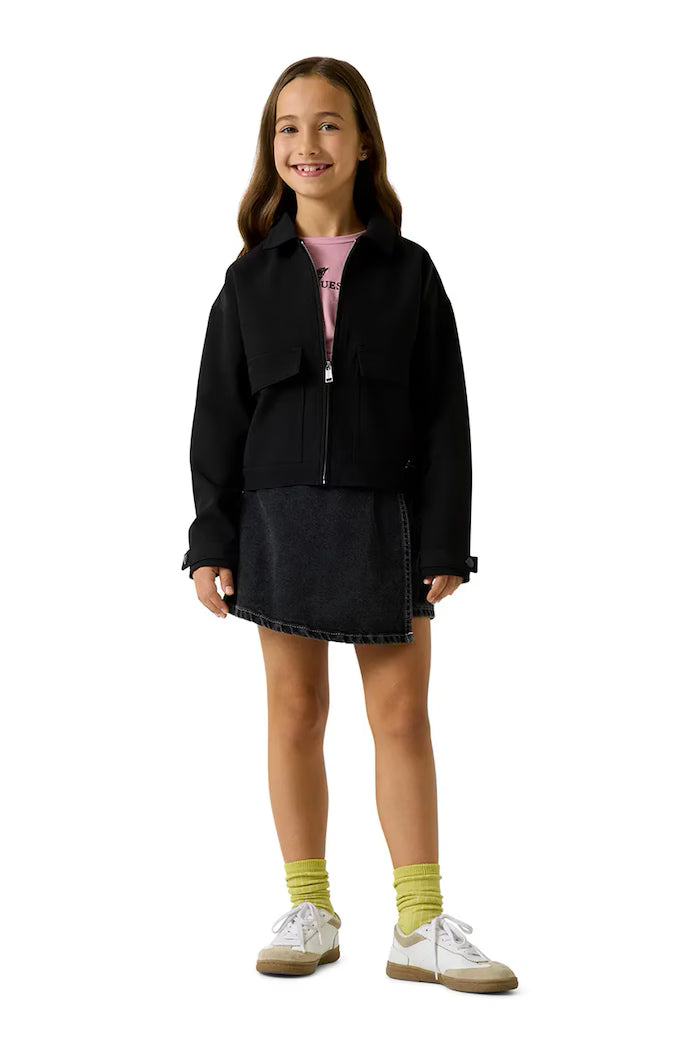 GUESS KIDS BLACK RIGID DENIM MINI SKORT
