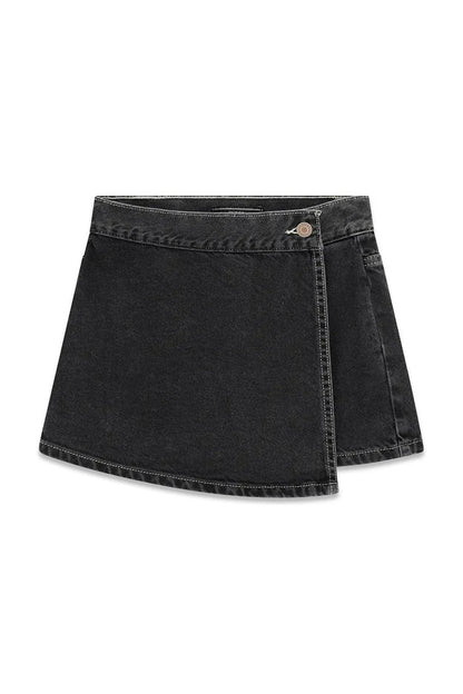 GUESS KIDS BLACK RIGID DENIM MINI SKORT