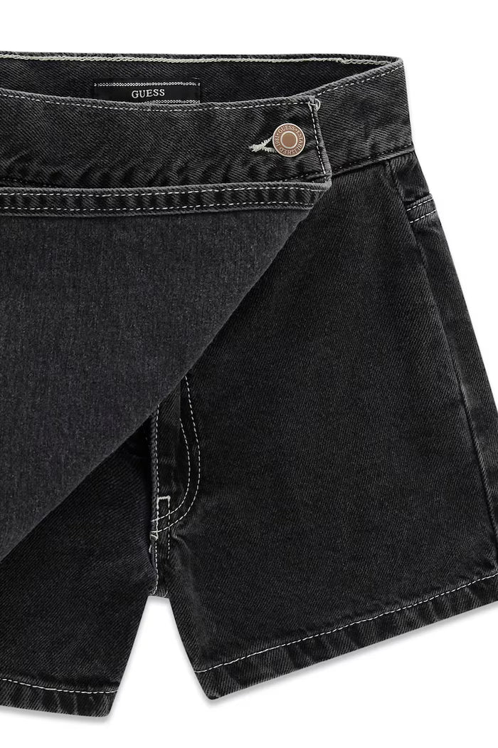 GUESS KIDS BLACK RIGID DENIM MINI SKORT