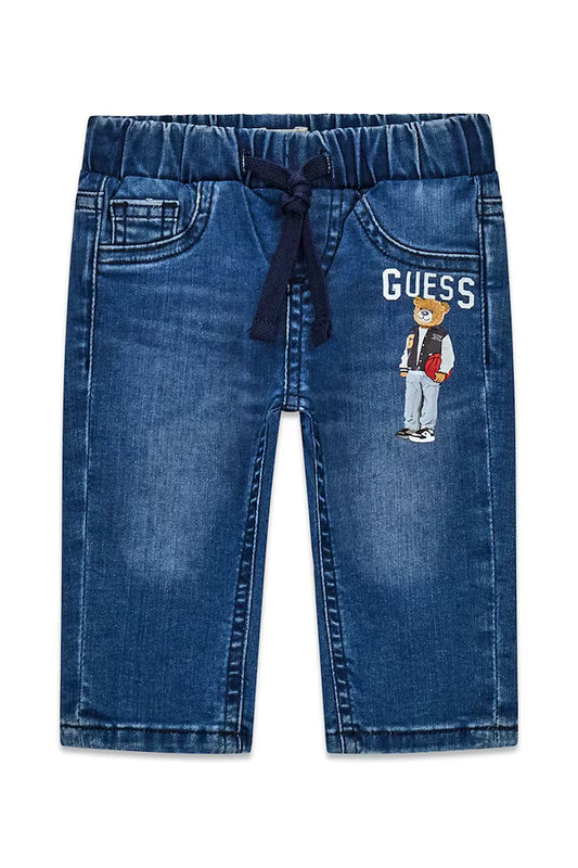 GUESS KIDS STRETCH BEAR LOGO DENIM PANTS