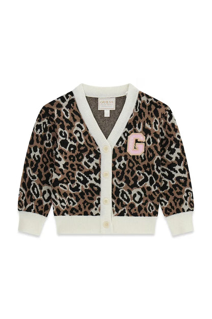GUESS KIDS ANIMAL PRINT KNITTED CARDIGAN