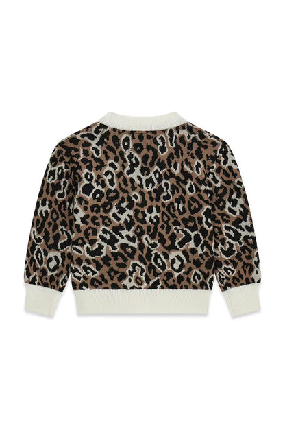 GUESS KIDS ANIMAL PRINT KNITTED CARDIGAN