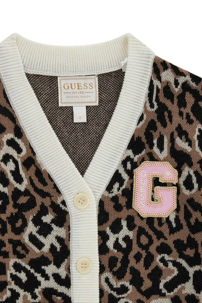 GUESS KIDS ANIMAL PRINT KNITTED CARDIGAN