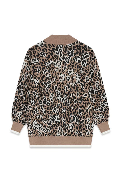 GUESS KIDS LEOPARD KNITTED CARDIGAN