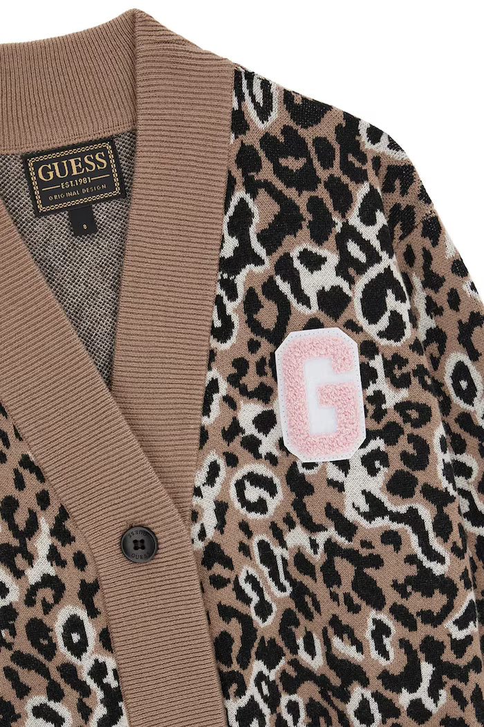 GUESS KIDS LEOPARD KNITTED CARDIGAN