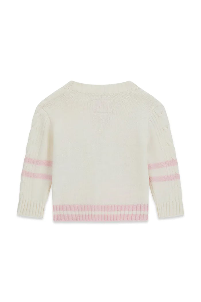 GUESS KIDS KNITTED STRIPED CARDIGAN