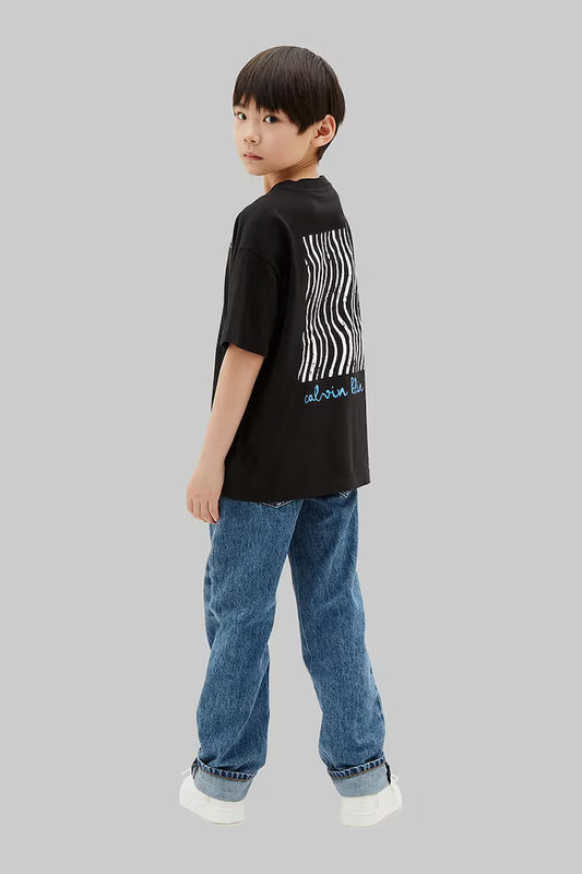 CALVIN KLEIN KIDS WAVE CHEST ARTWORK T SHIRT