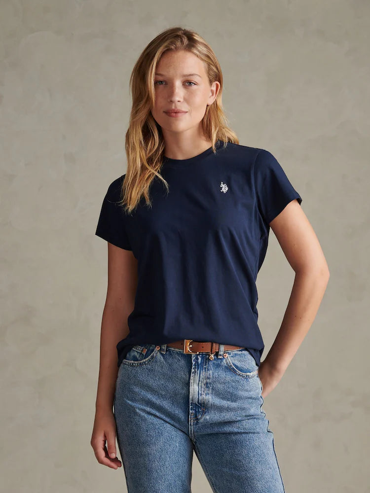 U.S POLO ASSN WOMAN CREW-NECK T-SHIRT IN LIGHT JERSEY