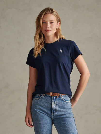 U.S POLO ASSN WOMAN CREW-NECK T-SHIRT IN LIGHT JERSEY